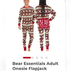 Lazy One Bear Essentials Adult Onesie - Red, White, Brown, Green